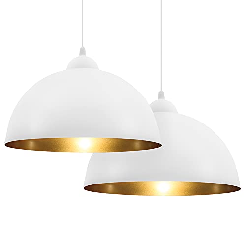 B.K.Licht Set de lámparas de techo colgantes para interiores, requieren bombilla E27 LED, max. 60 W, 230 V, índice de protección IP20, color blanco y dorado