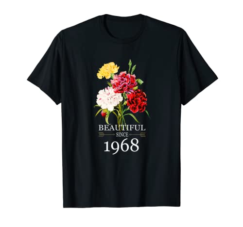 Hermosa desde 1968 Clavel Flores Cumpleaños Día de la Madre Camiseta