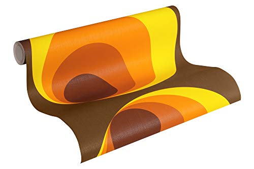 A.S. Création 701312 - Papel pintado no tejido, diseño retro, color marrón, amarillo y naranja