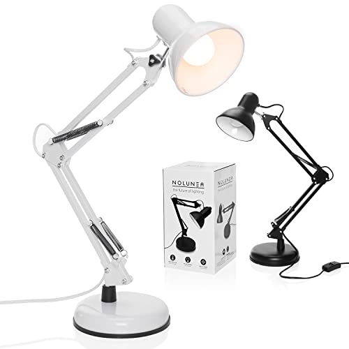 Lámpara de mesa de lectura de escritorio retro flexible Lámpara de mesa de noche Lámpara de arquitecto giratoria con brazo articulado de metal incl. bombilla LED gratis