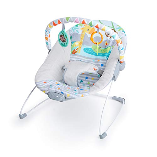 Bright Starts, Hamaca bebé con vibraciones y arco de juego - Safari Fun, multicolor