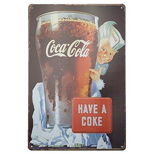 cartel publicitario versión chapa de Coca-Cola