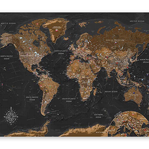 murando Fotomurales Mapamundi 400x280 cm XXL Papel pintado tejido no tejido Decoración de Pared decorativos Murales moderna de Diseno Fotográfico Mapa del mundo k-A-0206-a-a