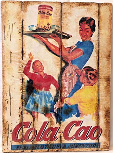 RetroReclamos Cuadro de Madera Vintage Cola-CAO
